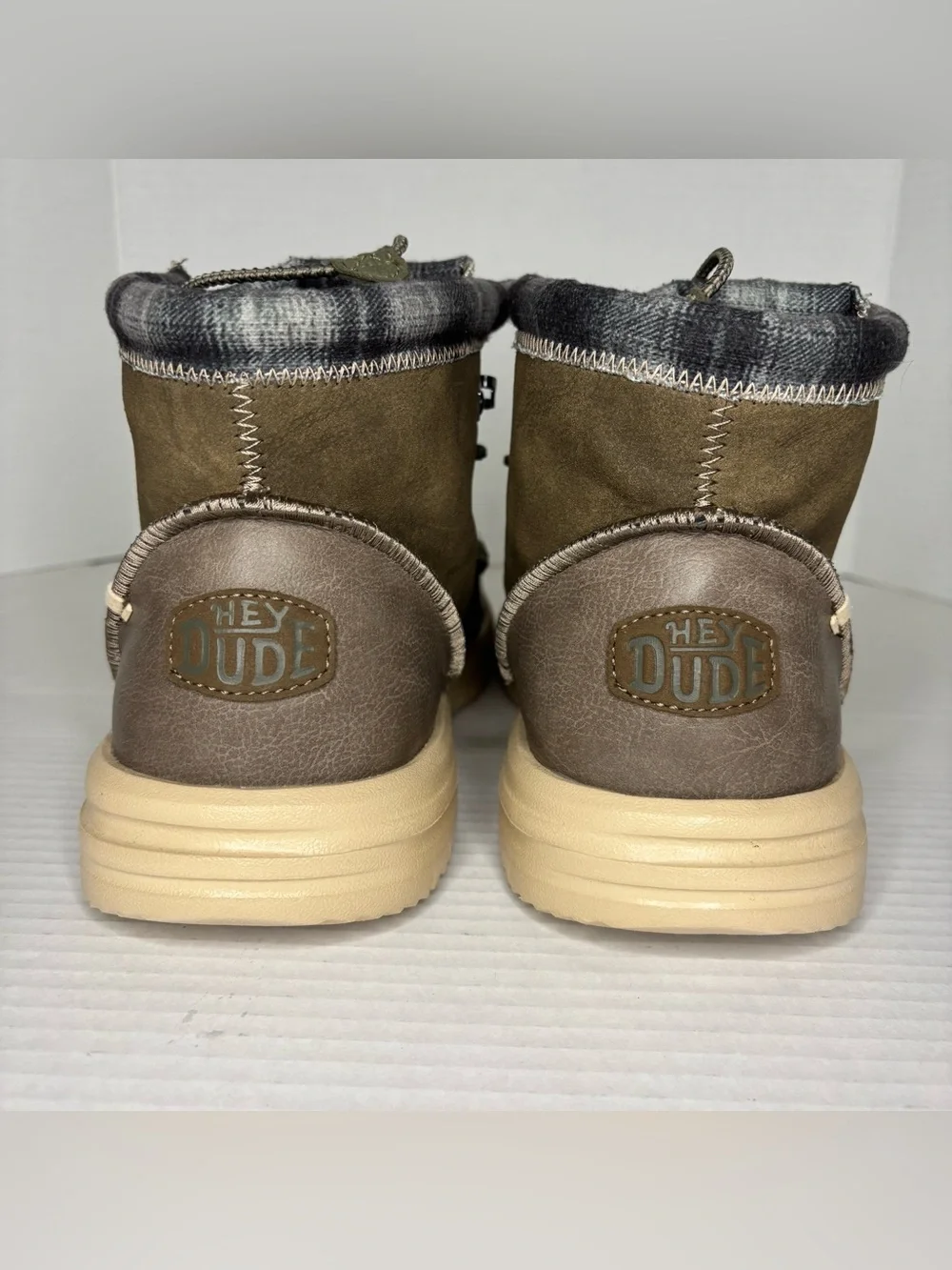 Hey Dude Bradley Classic Walnut Brown Plaid Lined Chukka Boots Mens 13 42067-267